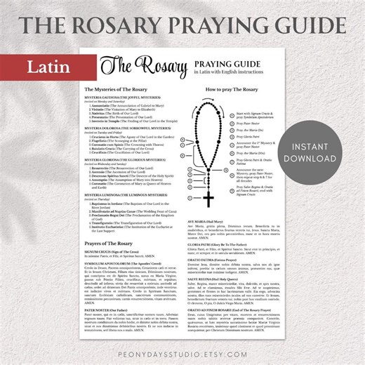 1-page LATIN Rosary Prayer Guide | 4 Mysteries | Catholic Printable (A4/US Letter PDF) - Etsy
