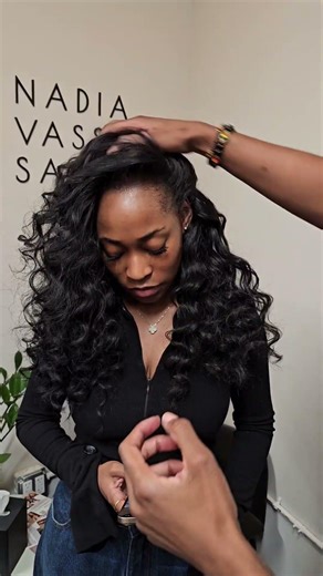 Flip over weave installation by Nadia Vassell Salon #flipover #weaveinstallation