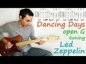 Dancing Days - in open G - Led Zeppelin - Guitar lesson / tutorial / cover with tab