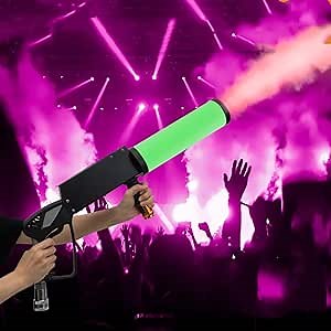 Handheld CO2 Fog Machine Smoke Machine with RGB Lights Cannon Jet Machine Stage Effect Equipment Tube w/ 10ft Hose, Red Green Blue Fogger Smoke Gun for DJ Stage Party Wedding Special Event
