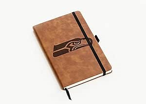Rico Industries NFL Seattle Seahawks Brown Laser Engraved Small Notepad Journal/Notepad 8.25" x 5.25"- Office Accessory