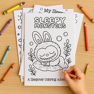 Labubu Sleepover Theme Coloring Book – Printable Labubu Inspired Pajama Party Activity – Cute Kawaii Rabbit Monsters PDF Download - Etsy Australia