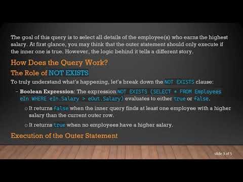 Understanding SQL - WHERE NOT EXISTS: How to Find the Employee with the Highest Salary