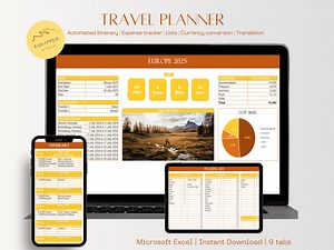 Digital Travel Planner (printable) - Microsoft Excel - Etsy