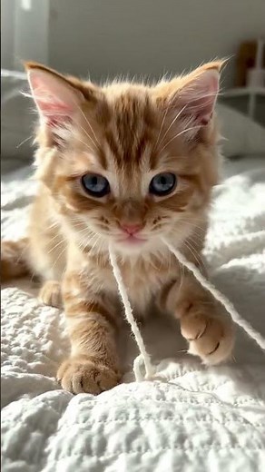 Cute Orange Kitten Playing With String! 🐾 | Adorable Cat Moments #shorts