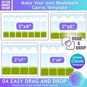 Bookmark Editable Canva Template, Printable Bookmarks Canva Frame, Drag & Drop, DIY Template, Custom Personalized, Digital Download Png Svg - Etsy