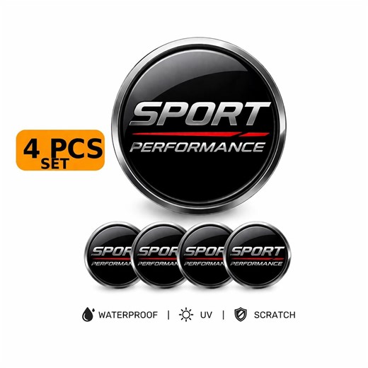 Sport Performance Wheel Center Cap Stickers 4PCS | Universal Hub Cap Decals | 3D Domed Car Emblem | All Sizes Available - Etsy