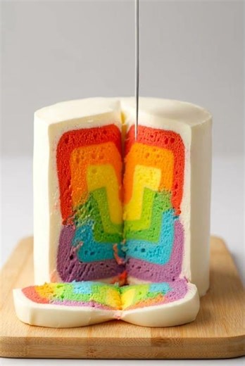 Wait For The Rainbow Cake Reveal 🎂🌈 ASMR #shorts