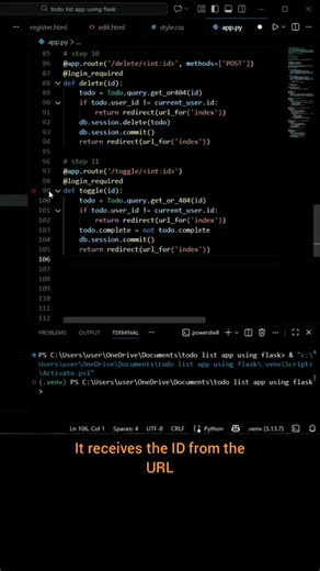 #coding part 30 of creating a Todo list app using flask framework