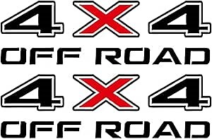 Set of 2 PCS 4X4 Off Road Decals Stickers Compatible with Chevy Silverado Sierra Truck Pickup Bedside, Auto Decoration Accessories Emblem (Black and Red)