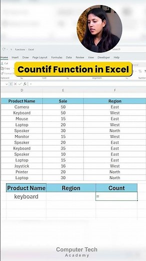 CountIf Function in MS Excel | Computer Tech Academy | #excel #exceltutorial #learnexcel