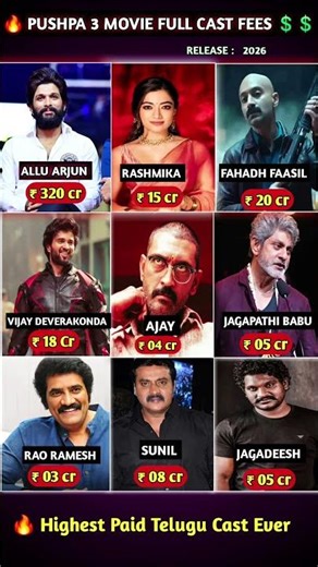 🔥 Pushpa 3 Full Cast Salary Revealed 💰🔥 | Allu Arjun to Vijay Deverakonda #pushpa3 #alluarjun