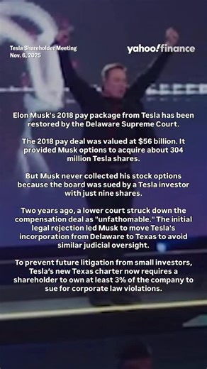 47K views · 720 reactions | Another compensation win for Elon Musk. 螺 | Yahoo Finance | Facebook
