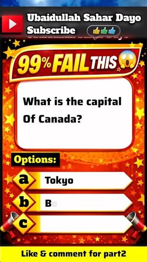 What is the capital of Canada? | Canada Ka Capital kia hy? #capitofcanada #shorts #quiztime #gkquiz