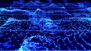 Blue Glowing Cyber Network Background Loop