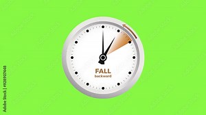 Animated illustration of a clock showing the time change when daylight savings time ends in the fall