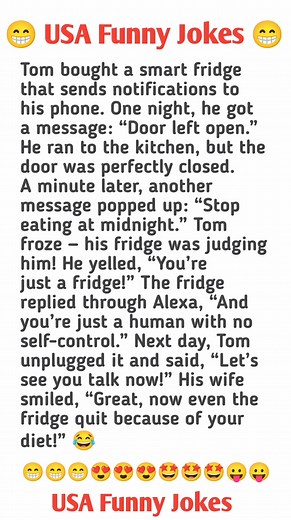 😂 "Smart Fridge Roasts Its Owner – Funniest Tech Joke Ever!" #FunnyJokes #TechHumor #SmartFridge #ComedyShorts #LaughOutLoud #ViralComedy | USA Funny Jokes