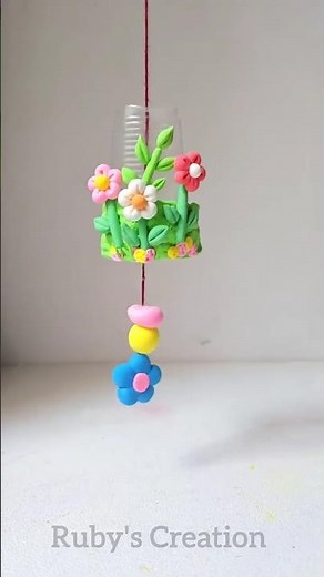 🌸 DIY Flower Wind Chime from Clay & Disposable Cup 🌿✨ | Best Out of Waste Craft #youtubeshorts