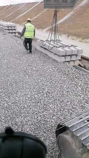 Railway Track Laying Process at Construction Site