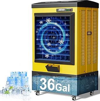 MEPTY 60IN Portable Swamp Cooler, 8990CFM Evaporative Air Cooler, 36Gal Tank with Continuous Auto Fill, 120°Oscillation, 3Speed Evaporative Cooler for Outdoor Patio, Garage, Factory Use