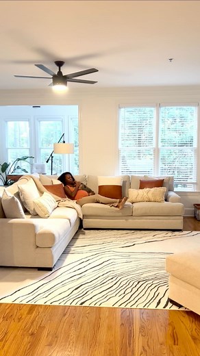 Briana Myles on Instagram: "The living room needed a modern face lift! Added the perfect touch with @ruggable . With a dog and Baby on the way, I love how our new rug is machine washable and stain resistant! The neat freak in me won’t have to worry  Use my Discount Code: BLMYLES10 at checkout #ruggablepartner"