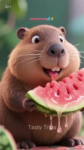 🍉 Capybara Watermelon Munching ASMR | Juicy Crunch Therapy 🐾💦
