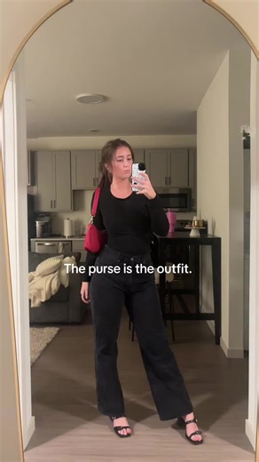 Stylish All Black Outfit with a Statement Purse