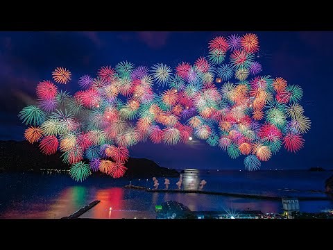 [4K] 彩色千輪10発同時打ち上げ きほく燈籠祭供養花火 2021 - Kihoku Lantern Festival Fireworks Display - (shot on BMPCC6K)