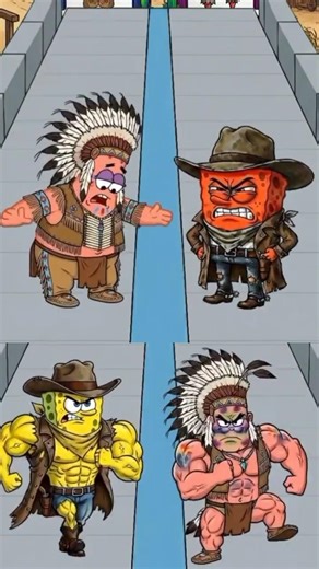 Chief Patrick Star Vs Cowboy SpongeBob #animation