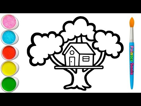 Treehouse Drawing, Painting and Coloring for Kids & Toddlers 🌳🏚🌳 Easy Nature Drawing