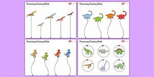 Dinosaur Themed Scissor Skills Worksheet Pack