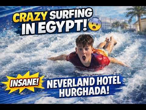 CRAZY Surf Machine in Egypt! Kids Wipeout at Neverland Hotel