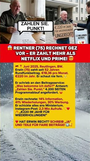 😱🤯 €220 IM JAHR FÜR FERNSEHER DEN ER NIE EINSCHALTET – RENTNER RECHNET!