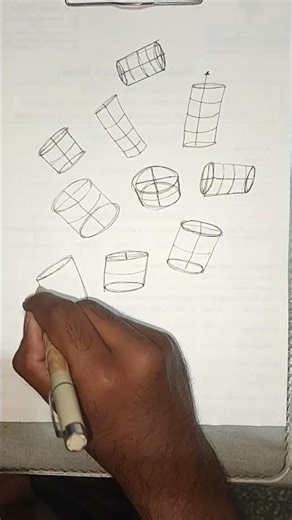 Cylinder Drawing Exercise ✏️| AN #drawing #artpractice #dailydrawing #lineart #beginnerartist