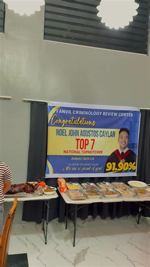 9.3K views · 219 reactions | Another achievement, another milestone unlocked!  And of course—every milestone deserves a celebration! 拾 A victory party and cash prize were given to our August 2025 CLE Top 7, Mr. Noel John Caylan!  Your Fanvil Criminology Review Center Family is beyond proud of you—your success is our pride!  #WeBuildForExcellence #alagangfanvil #fanvilcriminologyreviewcenter #Top7 | Fanvil Criminology Review Center | Facebook