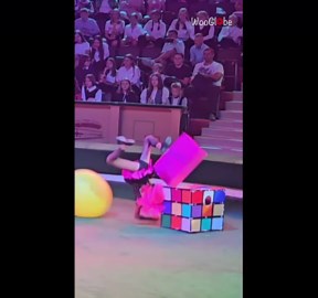 Young acrobat pushes her boundaries and fails on the final jump