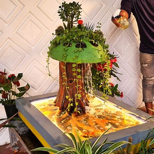 How to Make Beautiful Aquarium with Houseplants Growing on Tree for Red Fish & Gold Fish | Random Crafts