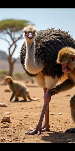 Monkey Tries to Ride an Ostrich 😱 | Wild Safari Moment Caught on Camera #wildlife #wildliferescue
