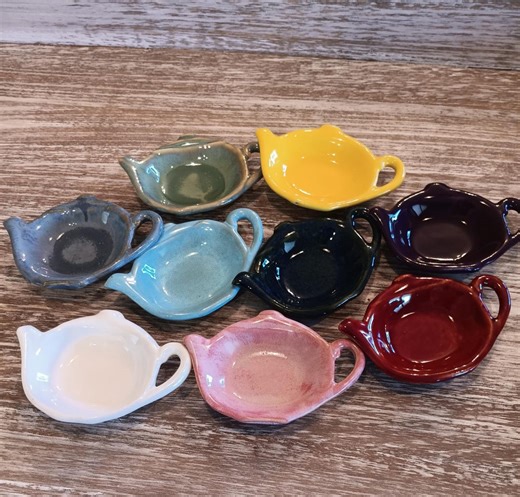 Colorful Pottery Teabag Holder, Handmade Stoneware Rest, Spoon Rest - Etsy