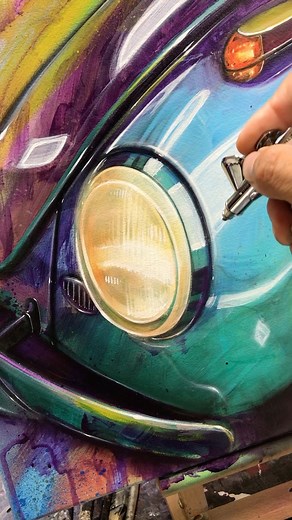 98K views · 907 reactions | Trust the process- take risks and enjoy the ride  VW Bug  Spray Cans, Airbrush, Acrylic on 16”x20” Canvas #vw #bug #vwbug #aircooled #flat4 #flatfour #vintage #classic #volkswagen #art #colorful #painting #process #spraypaint #cans #airbrush #acrylic #acrylicpainting #wetpaint #details #highlights #creative #inspiration | Pinstripe Chris | Facebook