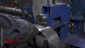 Footage of working process on sheet bending machine