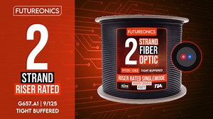 12 Strand Indoor/Outdoor Fiber Optic Cable, OS2 9/125 Singlemode, Corning, Black, Riser Rated, Spool, 1000 Feet