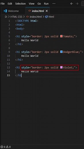 Html masters code for borders color #coding #htmlcoding #frontendcourse #webdesign
