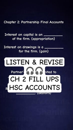 Class 12 Accountancy | Ch 2 Fill Ups | Listen & Revise | HSC Maharashtra Board#shorts #boardexam2026