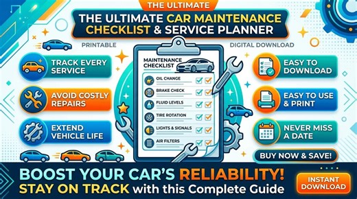 Car Maintenance Checklist Printable | Vehicle Service Schedule Planner - Etsy