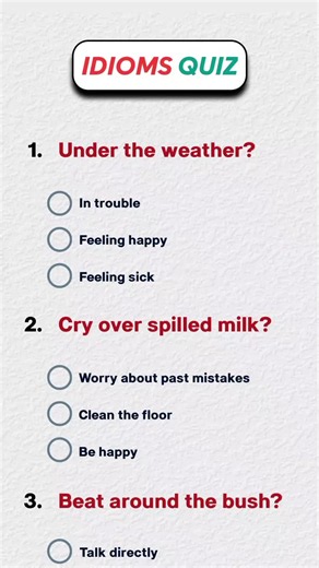 Idioms Phrases Quiz — Test Your English Idioms Knowledge