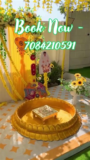 A beautiful Haldi & Sangeet decoration setup with premium catering services by Rahul Decorator
