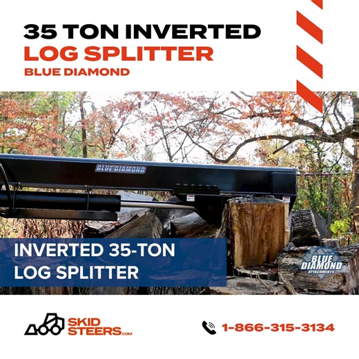 1.5K views | The 35-Ton Inverted Log Splitter by Blue Diamond is built to handle large, tough logs, making it the perfect choice for your firewood processing needs. With its inverted design, this splitter allows you to stand comfortably while splitting, reducing strain and increasing efficiency.  | Skidsteers.com | Facebook