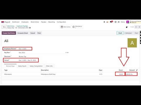 How to create Payslips Based on Attendance Step by Step | Odoo 19 Payroll Tutorial