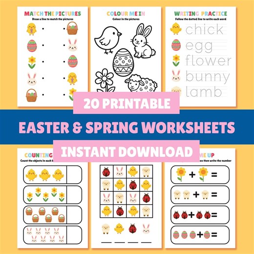 Easter and Spring Preschool Worksheets | Printable PDF | Kindergarten & Reception Activities | Digital Download - Etsy